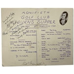 Interlachen CCs Willie Kidd & Others Signed 1950 Monifieth Golf Club Burns Supper Souvenir Program JSA ALOA