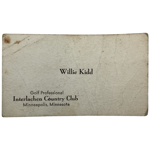 Willie Kidd Signed Personal Interlachen CC Minnesota Golf Pro Business Card - Seldom Seen
