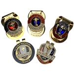 A Collection of Five Professional Golf Commemorative Money Clips