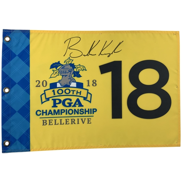 Brooks Koepka Signed 2018 PGA Championship Flag Bellerive Country Club JSA ALOA