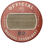 1972 Masters Tournament Official Badge - Nicklaus 4th Win