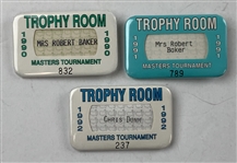 A Run of Eight (7 Different) Masters Trophy Room Access Badges 1989-1995 - Tiger Masters Debut