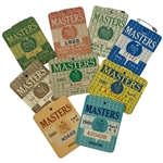A Collection of Nine Masters Tournament Series Badges 1980-1989 Less 1986