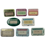 A Collection of Eight Masters Tournament Scoreboard Worker Credentials 1980-1988