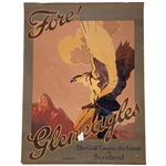 c.1910 Gleneagles Scotland Fore! Artist Harry Rountree Caledonian Railway Golf Lithograph Poster