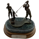 Michael Roche Fine Pewter Golf Sculpture The Final Drive on Marble & Wood Base