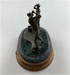 Michael Roche Fine Pewter Golf Sculpture 'The Final Drive' on Marble & Wood Base
