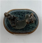 Michael Roche Fine Pewter Golf Sculpture 'The Final Drive' on Marble & Wood Base