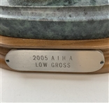 Michael Roche Fine Pewter Golf Sculpture 'The Final Drive' on Marble & Wood Base