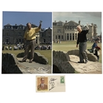 A Trio of Golf Memorabilia Including Jack Nicklaus and Arnold Palmer Photographs and a Dual Signed Bobby Jones Commemorative Postal Cover JSA ALOA