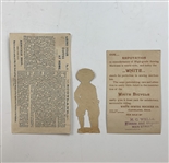 Trio of 19th Century Lithograph Advertising Cards and Die-Cut Figure Featuring Golf and Scottish Pastimes
