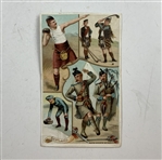 Trio of 19th Century Lithograph Advertising Cards and Die-Cut Figure Featuring Golf and Scottish Pastimes