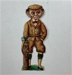Trio of 19th Century Lithograph Advertising Cards and Die-Cut Figure Featuring Golf and Scottish Pastimes