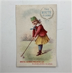 Trio of 19th Century Lithograph Advertising Cards and Die-Cut Figure Featuring Golf and Scottish Pastimes