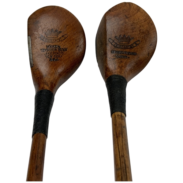 A Pair of Seymour Dunn Spliced Neck Hickory Shafted Golf Woods