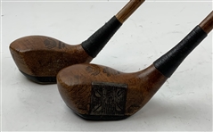 A Pair of Seymour Dunn Spliced Neck Hickory Shafted Golf Woods