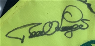 Tiger Woods Time-Period Signed 1997 Masters Center Embroidered Flag w/ Seve & 10 Champs - Framed JSA ALOA