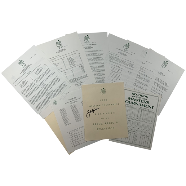 Jack Nicklaus Signed Collection of 1986 Masters Tournament Official Press Releases JSA ALOA