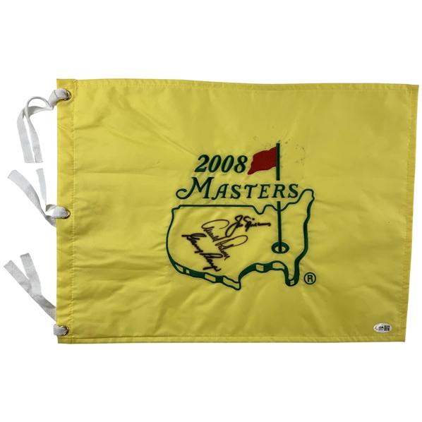 Big 3 Signed 2008 Masters Tournament Embroidered Flag JSA #BA38057