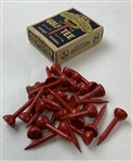 24 Gold Medal Hard Wood Red Painted Golf Tees in Original Box
