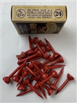24 Gold Medal Hard Wood Red Painted Golf Tees in Original Box