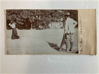 A Trio of Early 20th Century Sepia Toned Gelatin Silver Photographs of Mrs. Caroline  Manice Golfing