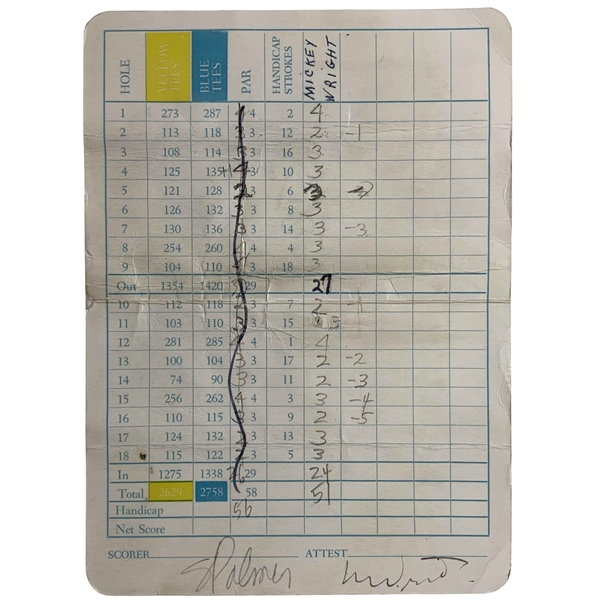 Sandra Palmer & Mickey Wright Signed Seven Lakes CC in Palm Springs Scorecard