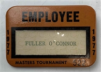 Two (2) 1977 Masters Badges Incl 16th Hole CBS Announcer Jim Thacker Media Badge
