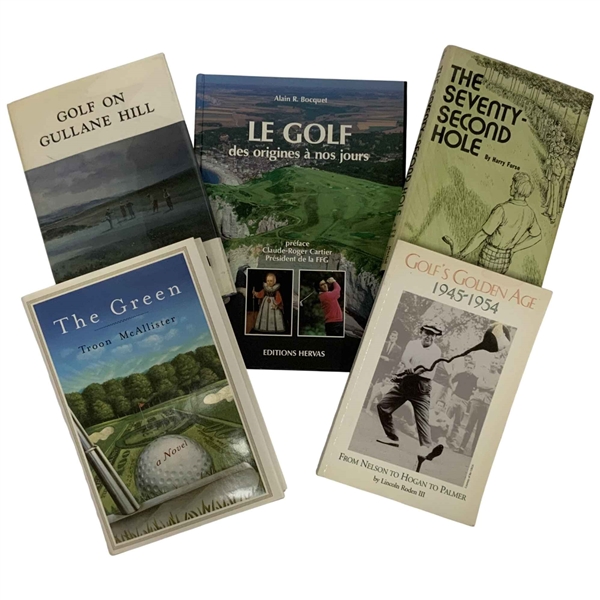 A Collection of Golf History and Fiction Volumes, Multiple Signed First Editions (DJ)