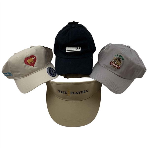 A Collection of Professional Golf Headwear Including 2016 U.S. Open and The Players Championship Items