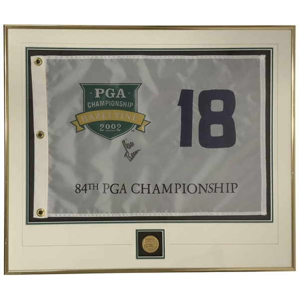 Rich Beem Signed 2002 PGA Championship Hazeltine Flag Display JSA ALOA