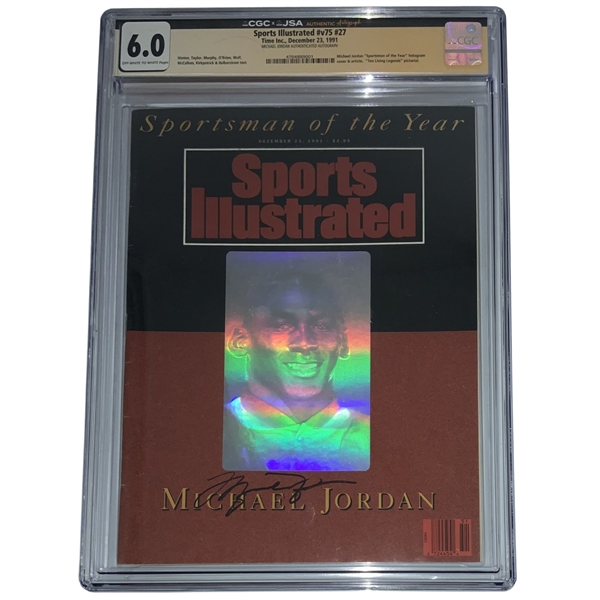 Michael Jordan Signed 1991 Sports Illustrated Magazine Sportsman of the Year CGC 6.0 JSA PSA DNA